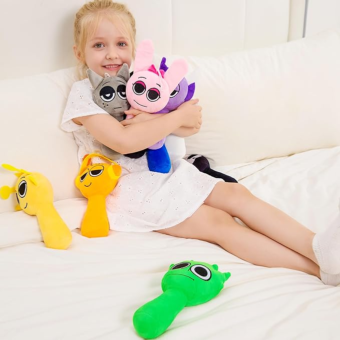 XYG® Sprunky Plush, Sprunky Game Plush Toys, 2PCS Plush Toys, Horror Games Plushies Toy for Fans, Soft Stuffed Animal Pillow Figure Doll Christmas Birthday Gifts for Kids Adult (9" White+Gray)