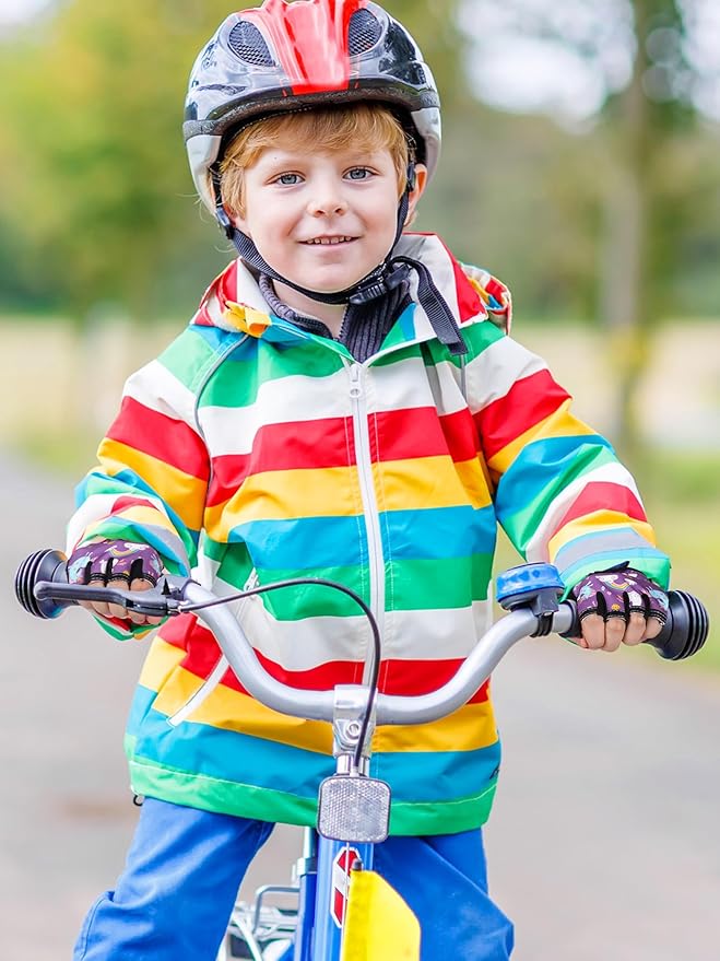 Boao 3 Pairs Kids Half Finger Bike Gloves Non-Slip Breathable Adjustable Birthday Gift for Boys Girls for Bike Workout