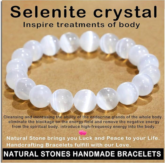 AD Beads Handmade Gemstone Stretch Elastic Bracelet Crystal Healing Reiki Nature's Beauty and Spiritual Essence Unisex