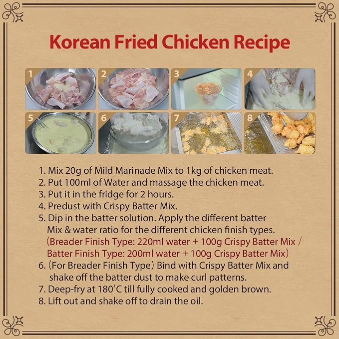 Foodrella Korean Taste Crispy Fried Chicken Crispy Batter Mix, Frying Powder Mix, Product of Korea, 4.4 LB (2kg), 1 pack