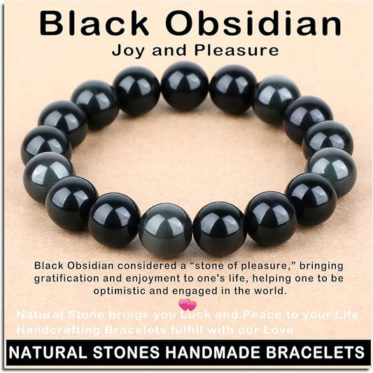 AD Beads Handmade Gemstone Stretch Elastic Bracelet Crystal Healing Reiki Nature's Beauty and Spiritual Essence Unisex
