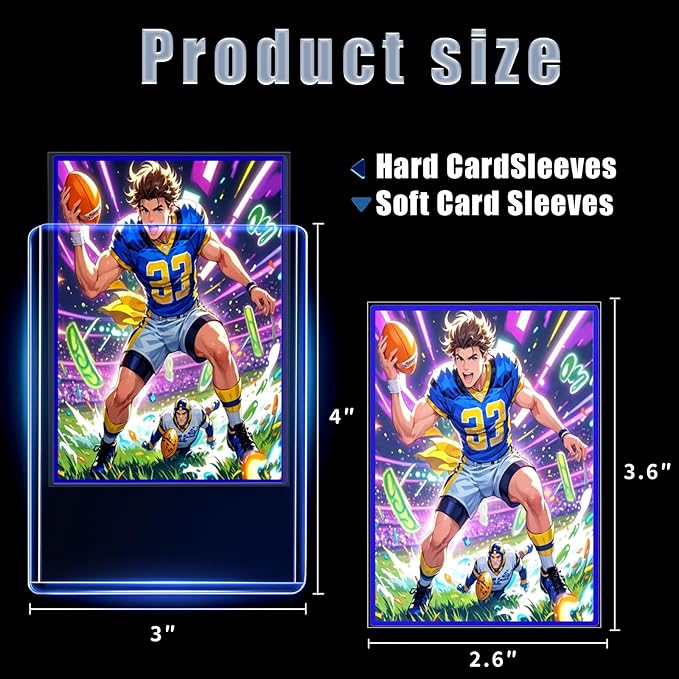 1000 Card Sleeves Toploads for Cards,3" x 4" Baseball Card Protectors,Premium Standard Size Trading Hard Plastic Card Holder for Sports Football Cards(500 Hard Protectors +500 Soft Sleeves)