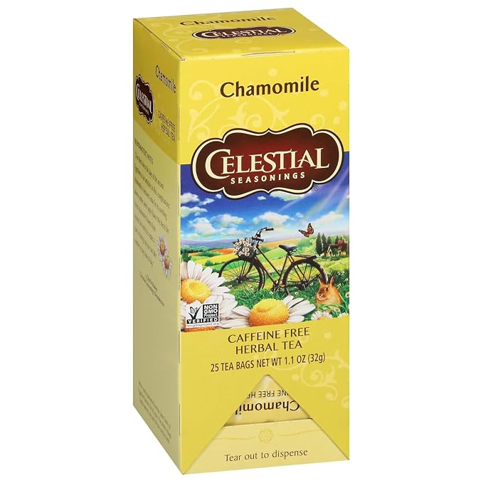 Celestial Seasonings Caffeine Free Chamomile Herbal Tea, 25 Tea Bags,(Pack of 2)