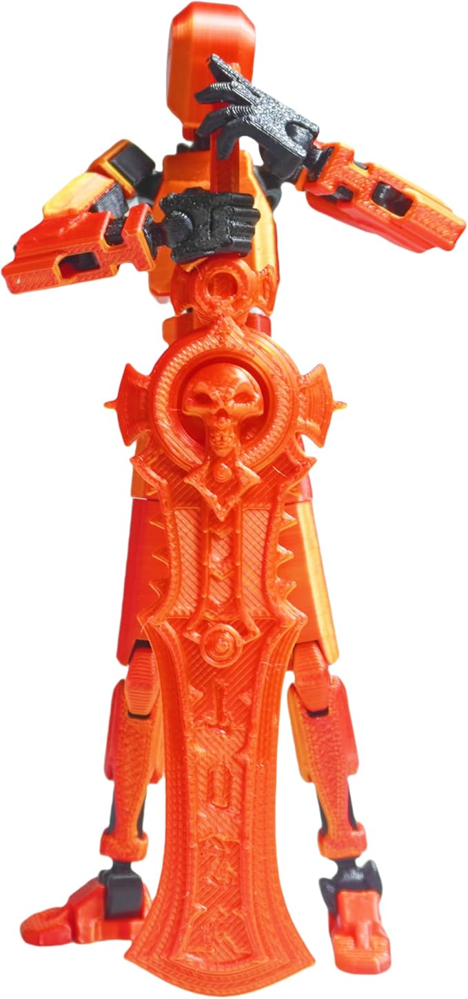 Dummy13 Action Figure Set | Pre-Assembled 3D Printed Titan and Robo Figures | Highly Articulated Robot Toys with Interchangeable Accessories | Perfect for Collectors and Hobbyists (red Gold)