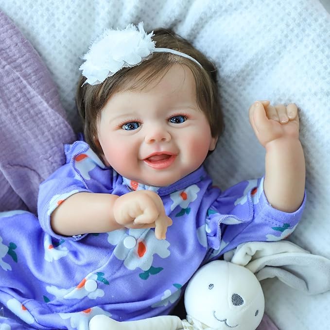 SCOM Realistic Reborn Baby Dolls, 20 Inch Real Baby Feeling Realistic-Newborn Dolls Adorable Smiling Real Life Baby Dolls with Gift Box for Kids Age 3