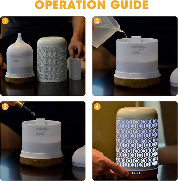 250ML Essential Oil Aromatherapy Diffuser for Home Bedroom Office Metal Hollow Decorative Room Ultrasonic Air Scent Mist Aroma Diffuser -Gold