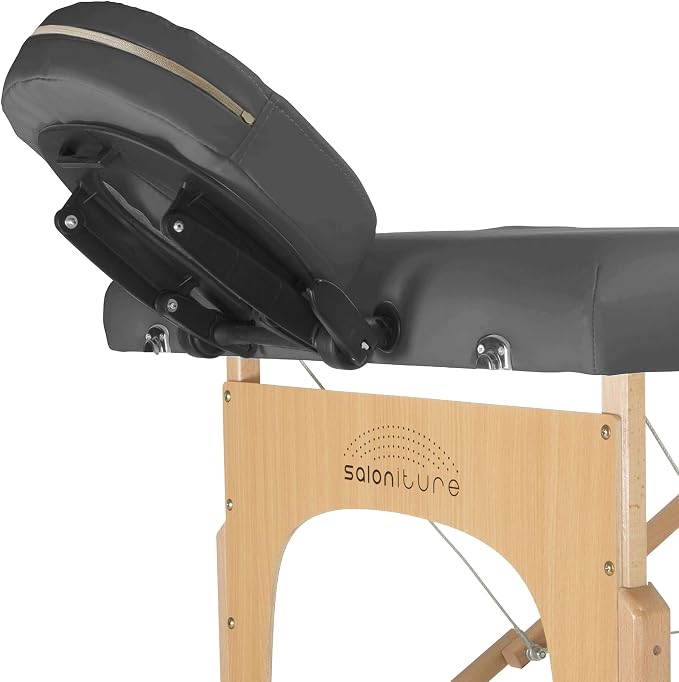 Saloniture Professional Portable Massage Table with Backrest - Dark Gray