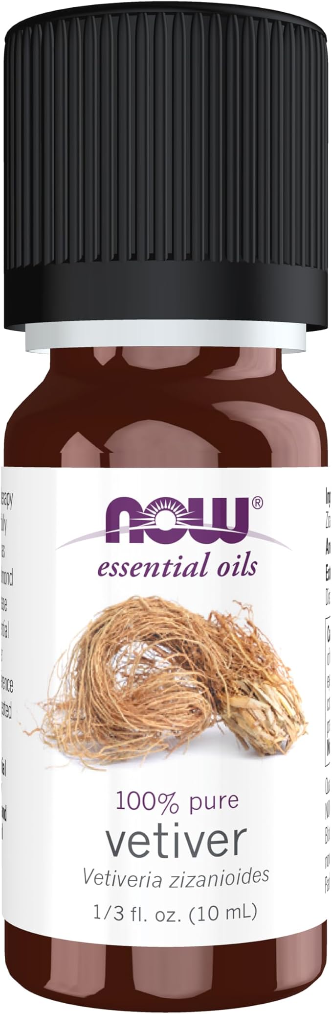 NOW Essential Oils, Vetiver Oil, Woodsy Aromatherapy Scent, Steam Distilled, 100% Pure, Child Resistant Cap, 10-mL