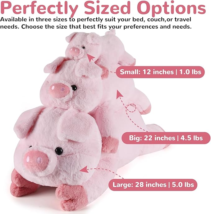 Pig Weighted Stuffed Animals - 12 Inch 1.0 Pounds Weighted Plushies Pig - Small Plush Stuffed Animals Pillow - Cute Plush Toys Gifts for Kids & Adults