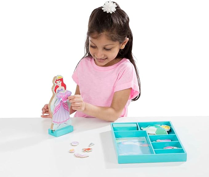 Melissa & Doug Disney Ariel Magnetic Wooden Dress-Up Doll Pretend Play Set (35 Pieces) Magnetic Dolls, Pretend Play & Preschool Toys for Kids Ages 3+