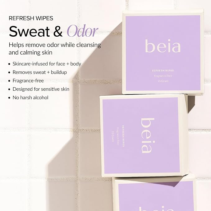 Beia Feminine Wipes Individually Wrapped - pH Balancing Intimate Wipes for Women Hygiene with Aloe Vera and Green Tea - Fragrance Free & Vegan for Full Body & Face - 15 Refresh Travel Size Wipes