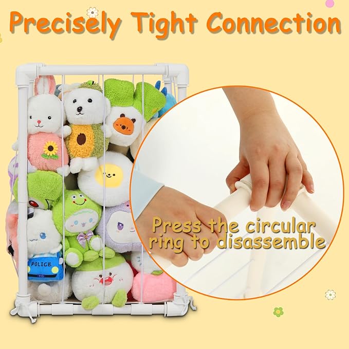Stuffed Animal Storage Zoo Holder, PVC Stuffy Toy Organizer, 180L Vertical Plush Organizer, Stuffed Animals Cage for Nursery and Playroom