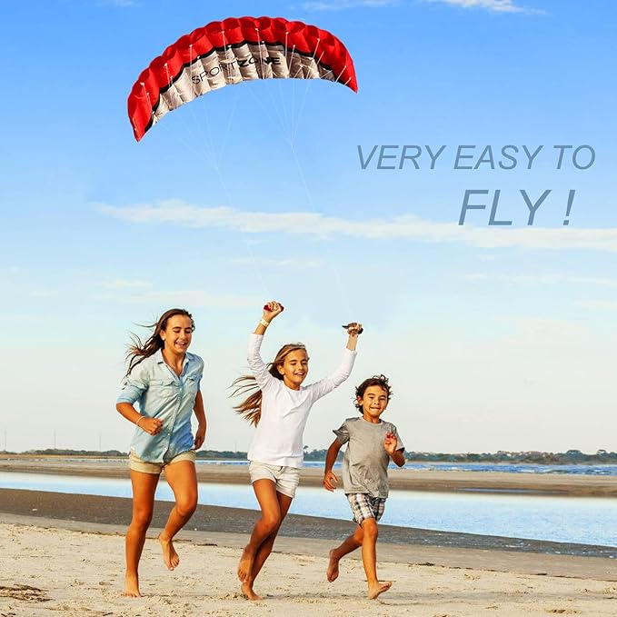 HENGDA KITE 2.5m Dual Line Stunt Parafoil Kites Soft Stunt Kite for Beach Blue with Flying Tool