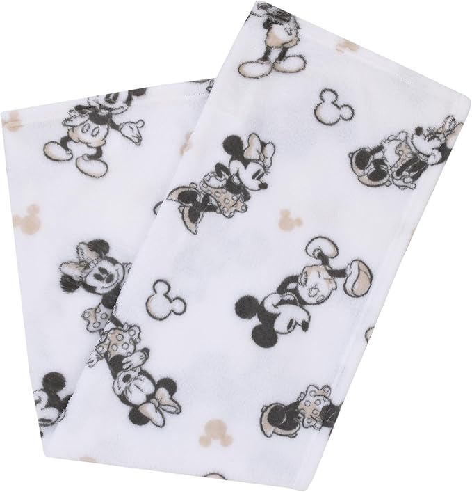 NoJo Disney Mickey and Minnie Mouse Black and White Super Soft Baby Blanket