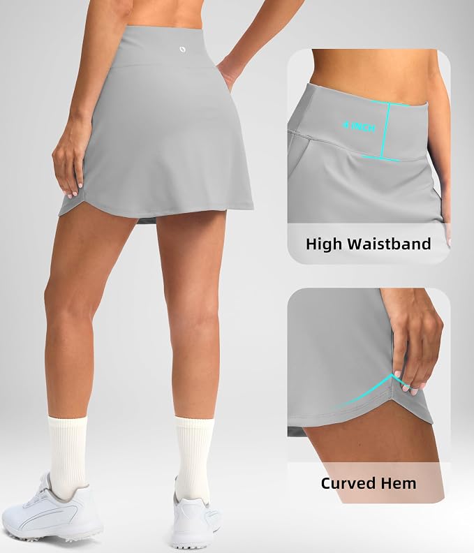 16'' Skorts for Women with 4 Pockets Athletic Tennis Golf Skirt | Built-in Shorts, High Waisted, Stretchy, A Line, Casual, Pickleball, Skort