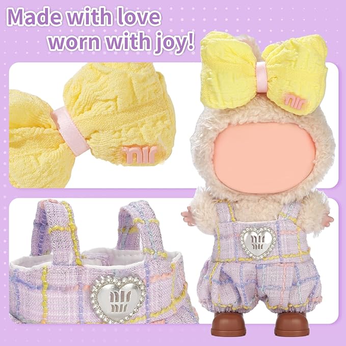 Cute Clothes for Doll Design Outfit Blind Mystery Box Accessories Mini La Boo-Boo Blah Bu Bu BuLafufu Ropa Plush Toy Stuff Dress Overalls Pajamas Hoodie Purple