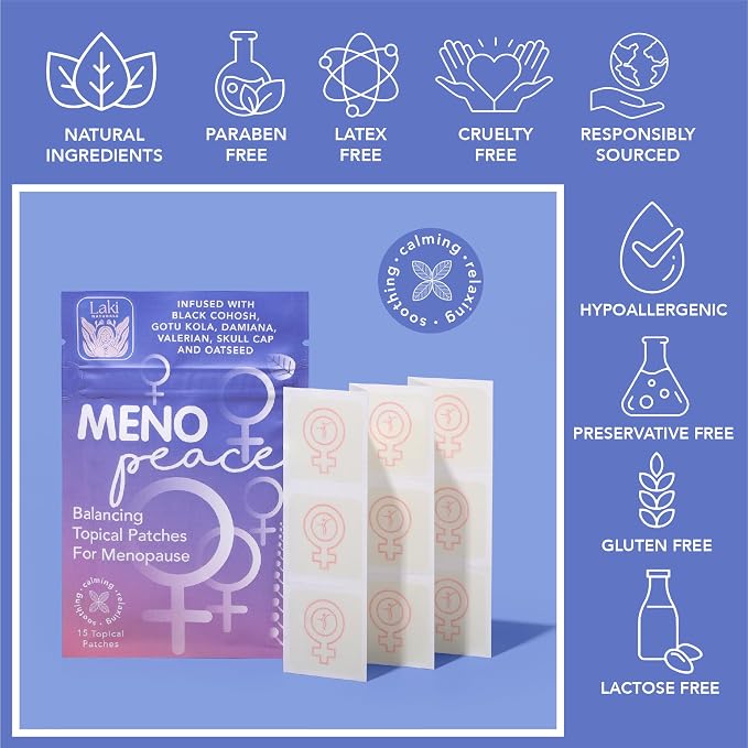 Laki Naturals Meno-Peace Patch (Pack of 15) | Women's Menopause Support Herbs & Botanicals | Balance Mood & Support Hormonal Changes
