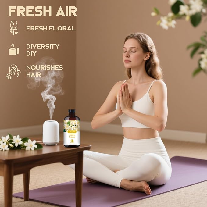 Jasmine Essential Oil, Jasmine Oil for Romance, Diffuser, Humidifier, Massage, DIY Candle, Soap, Skin Care, Yoga, Gift Ready, Jasmine Fragrance Oil - MLYNKL Essential Oils (16.33 fl oz / 490ml)