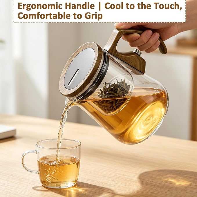 Magnetic Glass Teapot, Enchanted Tea Pot with Infuser, High Borosilicate Glass Tea Maker for Loose Leaf Tea Herbal Tea Loose Herb Tea, Tea Lovers Gift - 25oz