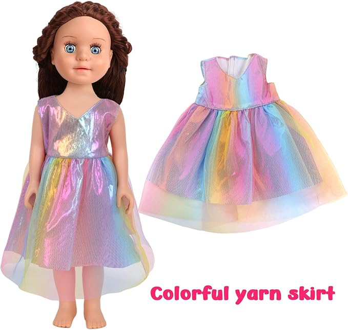 5 Sets of Doll Clothing and 2 Pairs Doll Shoes (Send by Random) for 18 Inch Doll, Hand - Made Doll Accessories Collectibles, Best Birthday Festivals Gift for Kid, Gril