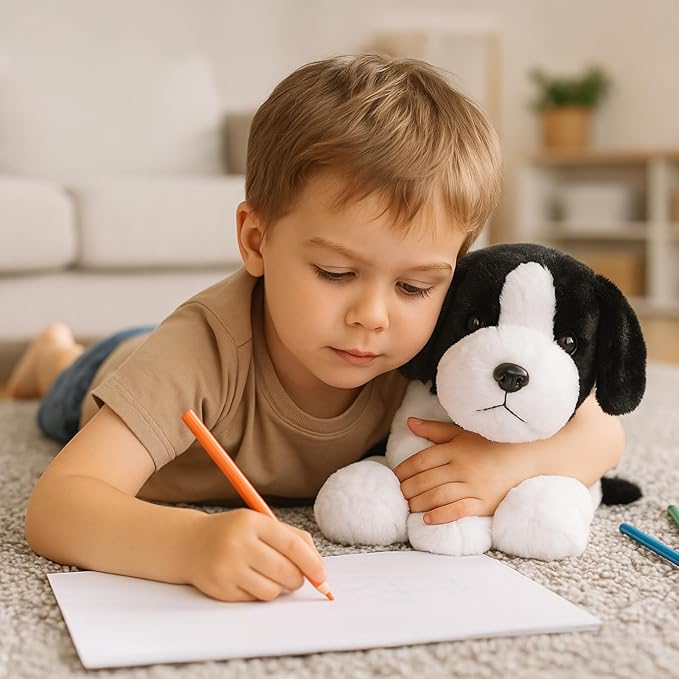 Sheepdog Border Collie Stuffed Animals Black and White Dog Puppy Plush Toys for Kids Boys Girls Baby Birthday Easter