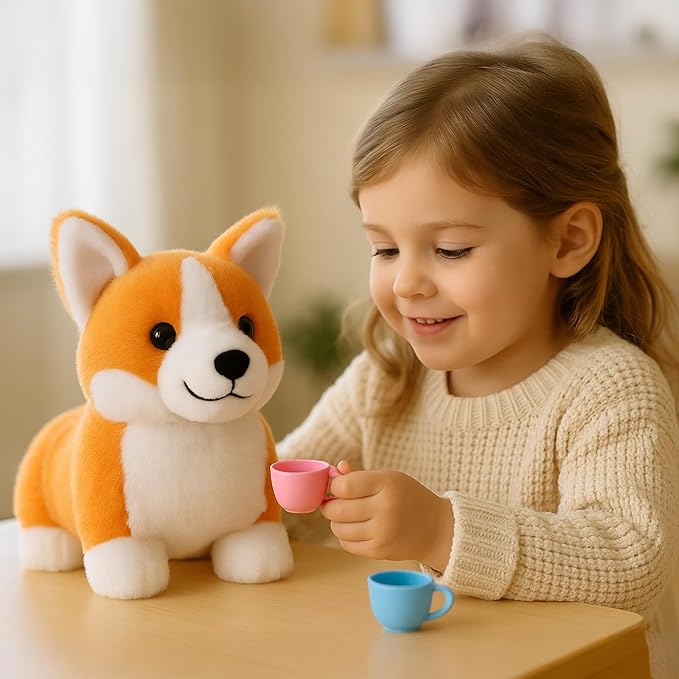 Corgi Plush Toy, 12 Inch Cute Stuffed Animal, Soft Kawaii Dog Pillow, Realistic Welsh Corgi Puppy, Gifts for Kids and Dog Lovers, Orange and White