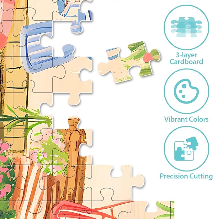 Puzzles for Adults 500 Pieces, Coastal Puzzle, Seaside Jigsaw Puzzles 500 Piece for Adults Seniors, Recycled Cardboard Puzzle for Game Night Family Friends, 20.5x15 in Home Decor