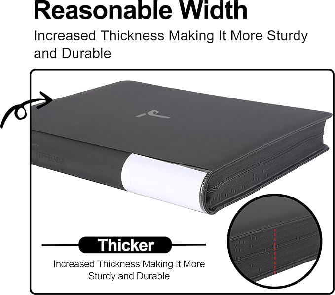 Top Loader Binder for Cards, 16 Pocket, Holds Up to 640 Toploaders with Ringless 20 Double-Sided Sleeves, Side Loading Top Loader Card Binder with Zipper for Trading Sports Cards in 3" x 4" Toploaders