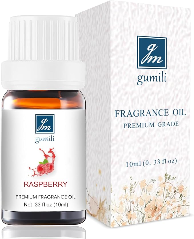 GM Gumili Raspberry Oil - Pure Organic Scent for for Aromatherapy, Diffusers, Spray, Skin & Hair Care, Massage, DIY Candles & Soap, Perfume - Fruity Fragrance, 10mL