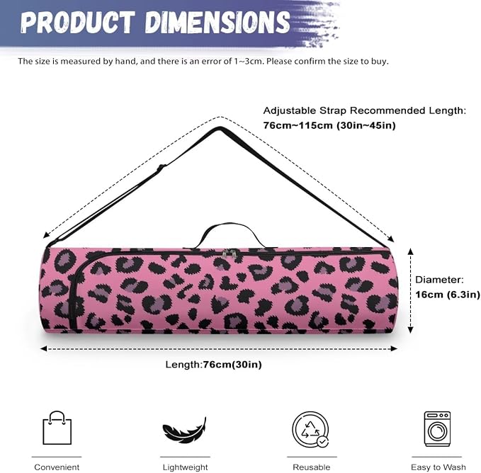 Yoga Mat Bag with Adjustable Shoulder Strap and Handle Zipper, 30in Wide x 6.3in Diameter for Yoga Mat Storage