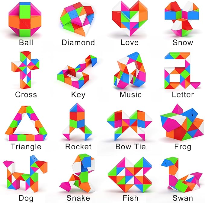 Vdealen 24 Pack Mini Fidget Snake Cube Twist Puzzle Party Favors for Kids, School Rewards&Classroom Prize for Students, Goodie Bag Stocking Stuffers, Gift for Birthday Valentine Easter Christmas