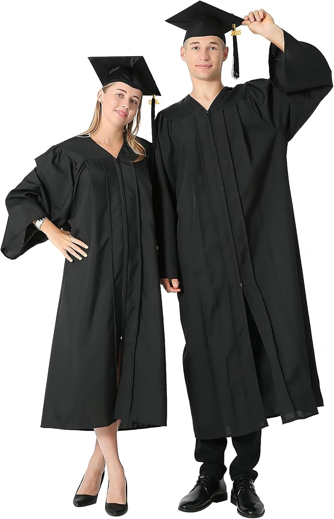 GraduationMall Matte Graduation Gown Cap Tassel Set 2025 for High School and Bachelor
