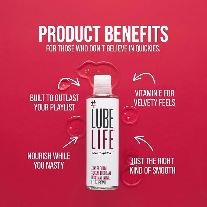 LUBELIFE Silky Premium Silicone Lubricant, Extra Cushiony, Silky Smooth, Luxe Formula for Women, Men, and Couples, Unscented, Non-Sticky and Water-Resistant, 8oz