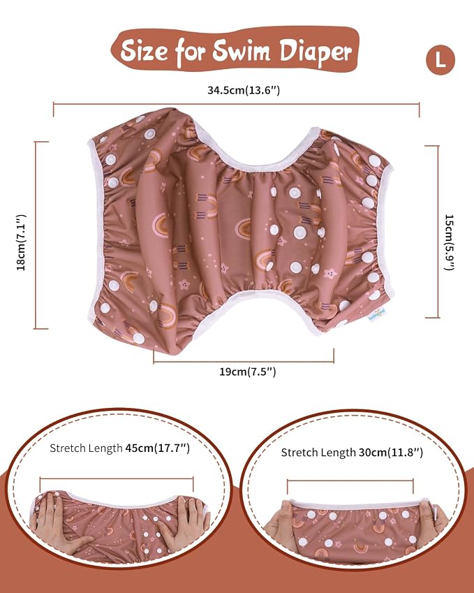 Babygoal Swim Diapers 3 Pack for 8M-3T Infant and Toddler, Reusable Adjustable Washable for Baby Swimming Lessons