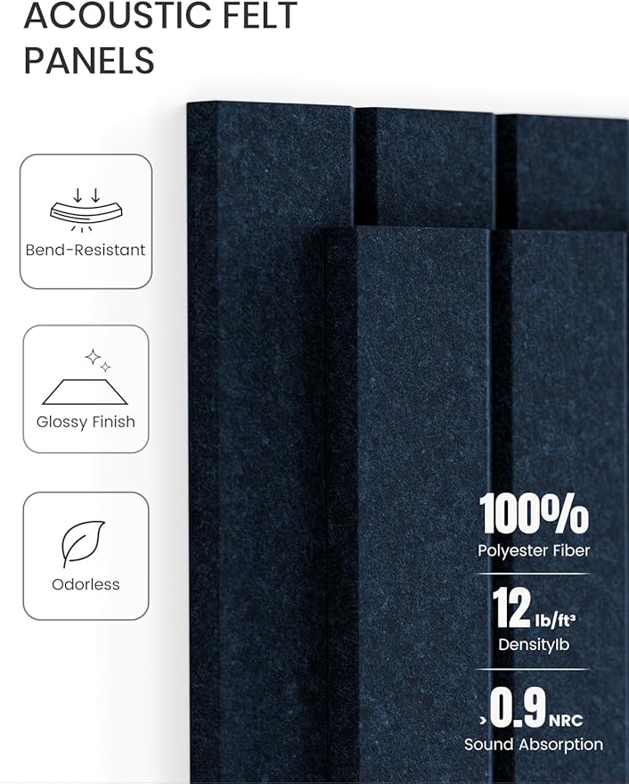 Fluxynara 36" x 24" Large Felt Bulletin Board, Carbon Blue | 6 Pack Cork Board Alternative with 30 Safe Adhesive Tabs, Pin Boards for Wall Decor, Home, Office, Classroom,Dorm