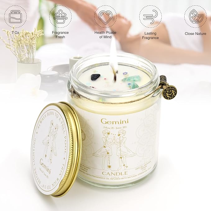 Zodiac Sign Jar Candle, Gemini, Lavender Scent