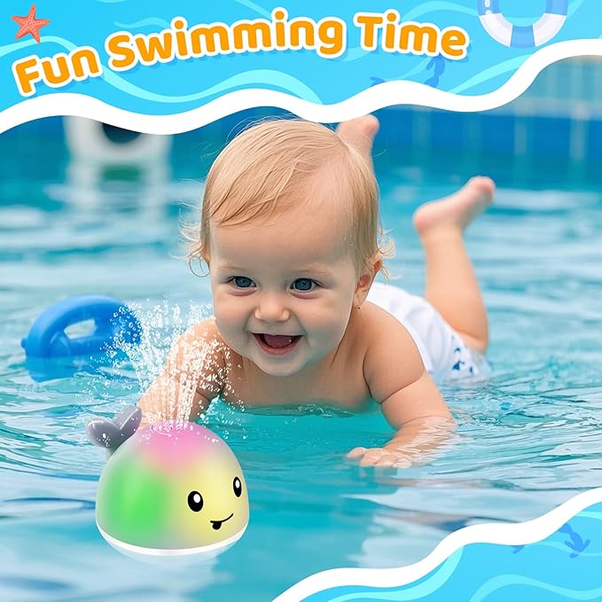 Light Up Whale Bath Toys Sprinkler for Babies 6-12 12-18 Months, Kids Ages 1-3 2-4, Baby Infant Toddler Pool Water Fountain Bathtub Toys for 1 Year Old Boys Girls Birthday Valentines Gifts