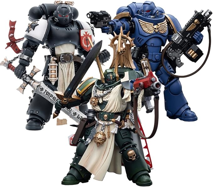 JOYTOY Warhammer 40,000 1/18 Action Figure Black Templars The Emperors Champion Rolantus and Ultramarines Intercessors and Dark Angels Master Lazarus 3PCS Collection Model