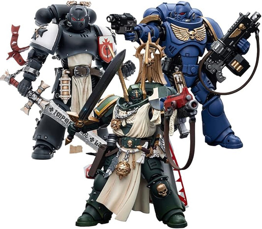 JOYTOY Warhammer 40,000 1/18 Action Figure Black Templars The Emperors Champion Rolantus and Ultramarines Intercessors and Dark Angels Master Lazarus 3PCS Collection Model