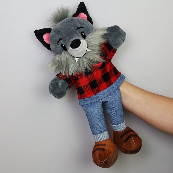 Sharewood Forest Friends Walter The Wolf Hand Puppet - Stuffed Animal for Toddlers, Kids, Teachers, Daycare & School - Perfect for Puppet Theatre and Creative Play