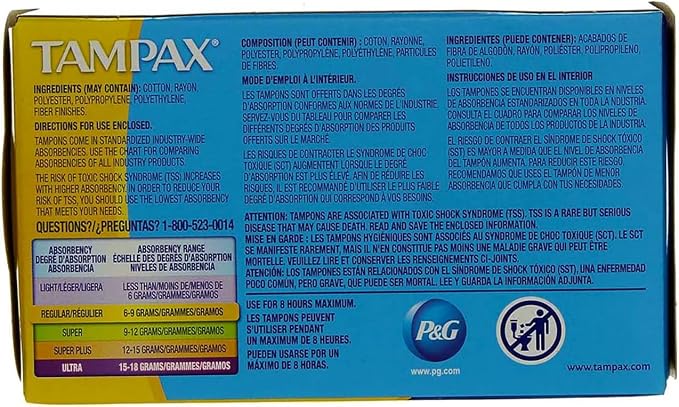 Tampax Tampons Regular Absorbency - 10 ct, Pack of 5
