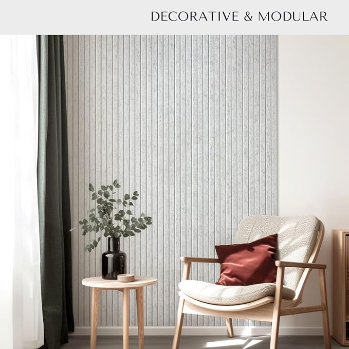 Large Felt Bulletin Board 48 x 36 Inch - 12-Pack Square Acoustic Wall Panels, Cork Board Alternative, NRC 0.95, Damage-Free Adhesive, Slatted Design for Home, Classroom (Marble)
