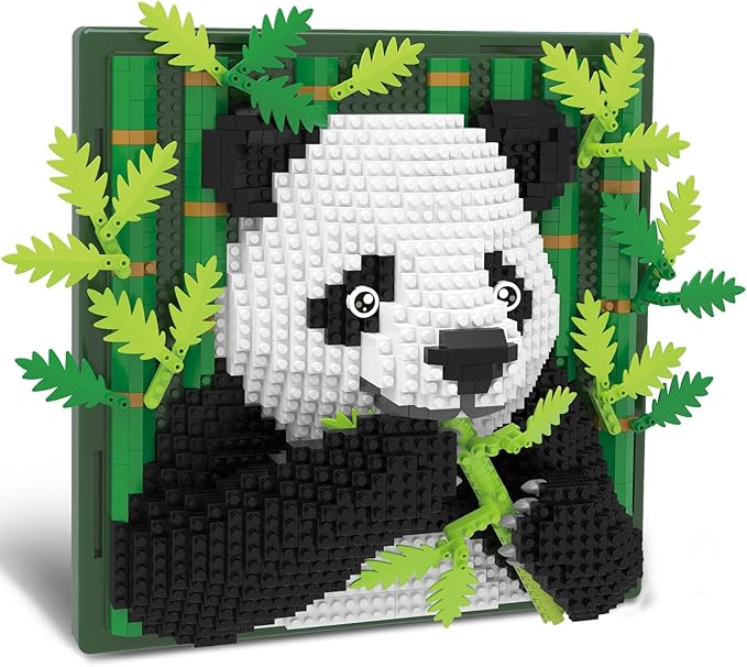 Panda Animal 3D Wall Art Micro Mini Building Blocks Set, Unique Home Wall Decor or Table Display, No Compatible with Lego Set, Ideal Gift Toy for Adults Boys Girls (1142 PCS)