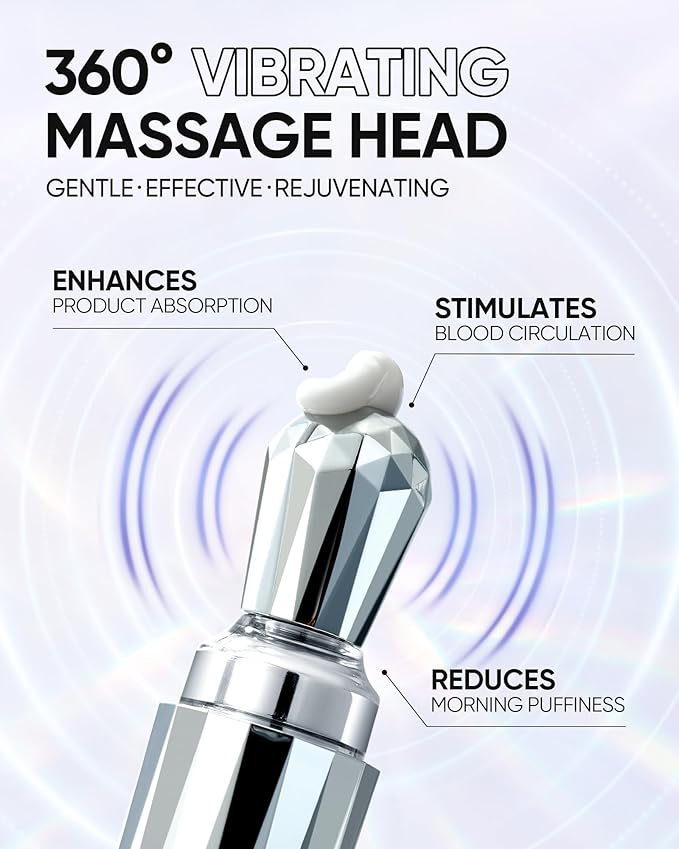 SKINTIFIC 360° Crystal Massager Lifting Eye Cream, Reduces Puffiness, Nourishes Eye Area with 3D Peptides, Niacinamide & Caffeine