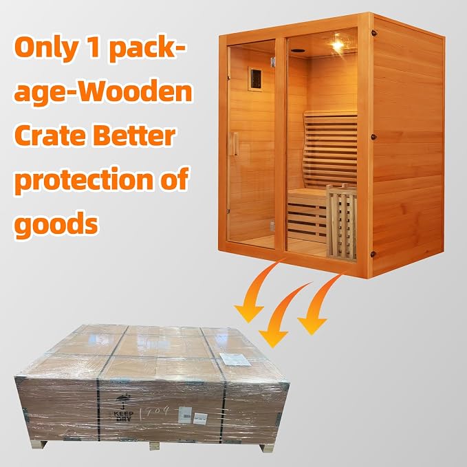 ZONEMEL Wooden Steam Sauna Room, 2 Person Canadian Red Cedar Luxurious Indoor Sauna with 3.5 KW Harvia Stove Heater, Bluetooth Speaker, Sauna Stone, Wooden Bucket, Scoop, Reading Light, 220V