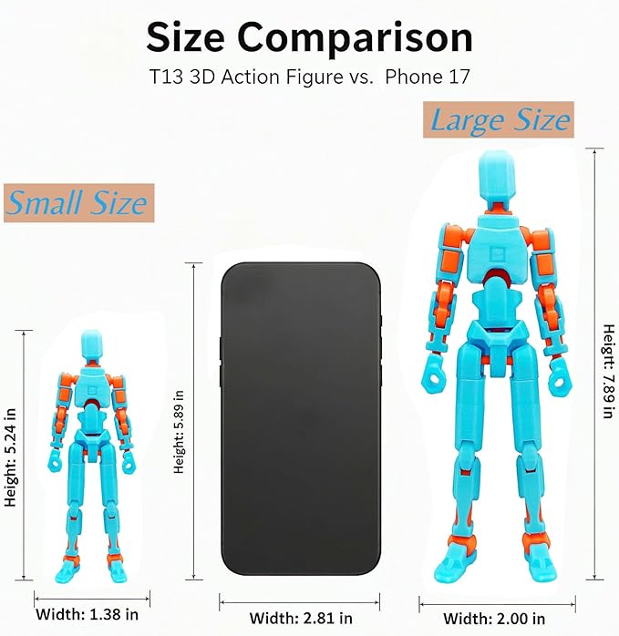 T13 8 inches Large Action Figure Glow in The Dark Blue (Assembly Completed) Dummy 13 Titan 13 Poseable Collectible Highly Detailed Sculpting & Accessories for Display and Play (Blue Orange)