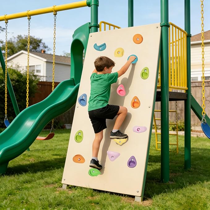 32 PCS Rock Climbing Holds for Kids,Rock Climbing Wall Grips Climbing Rocks Wall Kit for Indoor and Outdoor Playground Play Set with Hardware（Pastel Color）