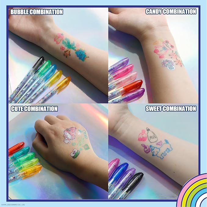 Townley Girl Hello Kitty and Friends 16 Piece Glitter Pen Body Art Set, Glittery and Bright Colors, Ages 3