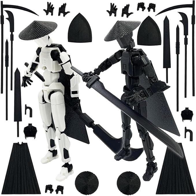 Titan 13 Action Figure Set (Assembly Completed), 3D Printed Multi-Jointed Movable T13 Lucky13 Dummy Mobile Robot, Nova 13 Action Figures Desktop Decorations for Game Lovers Toy (White/Black)