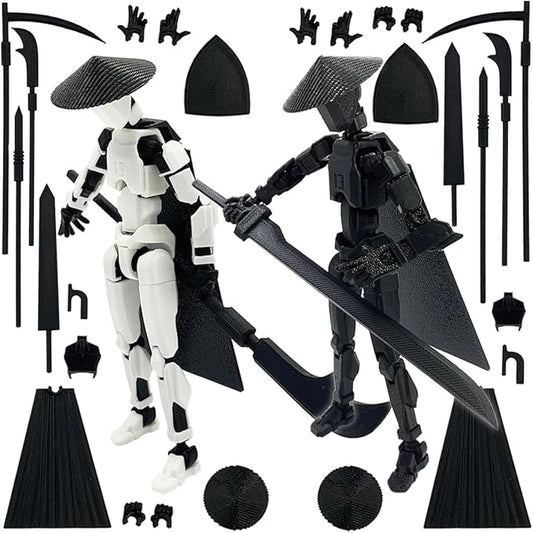 Titan 13 Action Figure Set (Assembly Completed), 3D Printed Multi-Jointed Movable T13 Lucky13 Dummy Mobile Robot, Nova 13 Action Figures Desktop Decorations for Game Lovers Toy (White/Black)